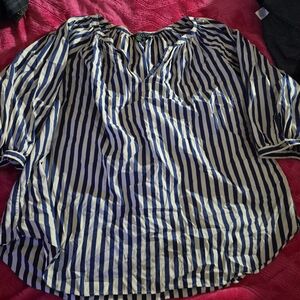 Ralph Lauren Navy and White Striped Top